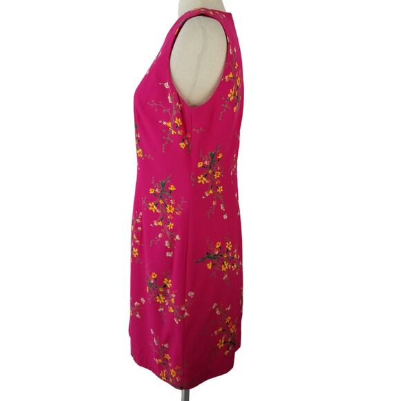 Laundry Shelli Segal Pink Green Yellow Floral Dress Excellent Size 8 USA Made - Picture 2 of 5